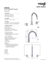 DRAVA 8" C.C. LAVATORY FAUCET WITH POP-UP DRAIN
