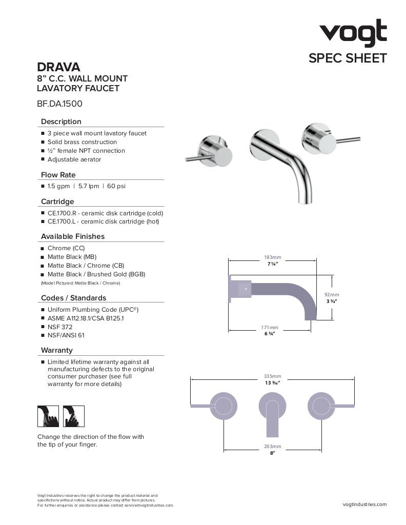 DRAVA WALL MOUNT LAVATORY FAUCET