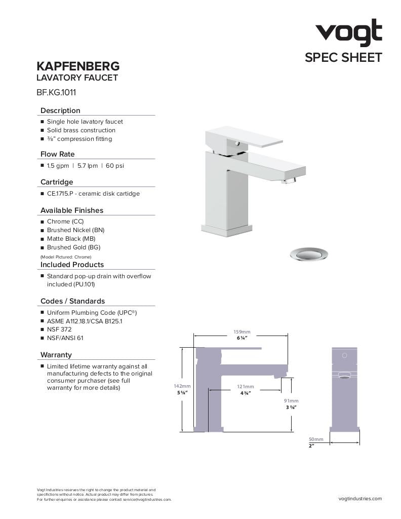 KAPFENBERG LAVATORY FAUCET WITH POP-UP DRAIN