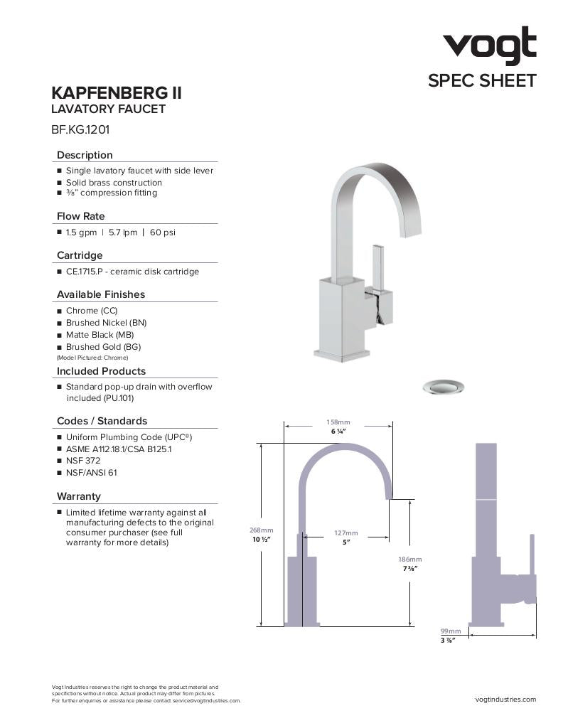 KAPFENBERG LAVATORY FAUCET WITH POP-UP DRAIN