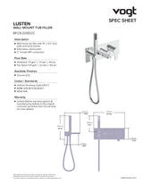 LUSTEN WALL MOUNT TUB FILLER