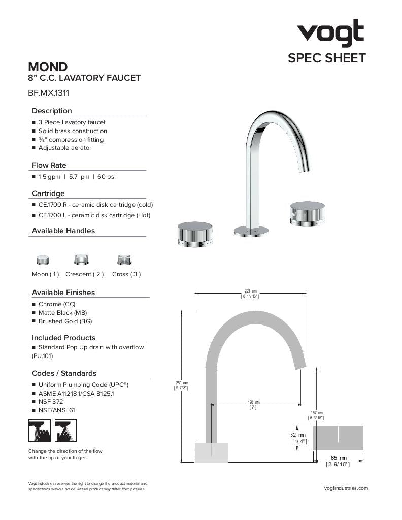 MOND 8" C.C. LAVATORY FAUCET WITH POP-UP DRAIN