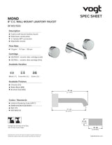 MOND 8" C.C. WALL MOUNT LAVATORY FAUCET