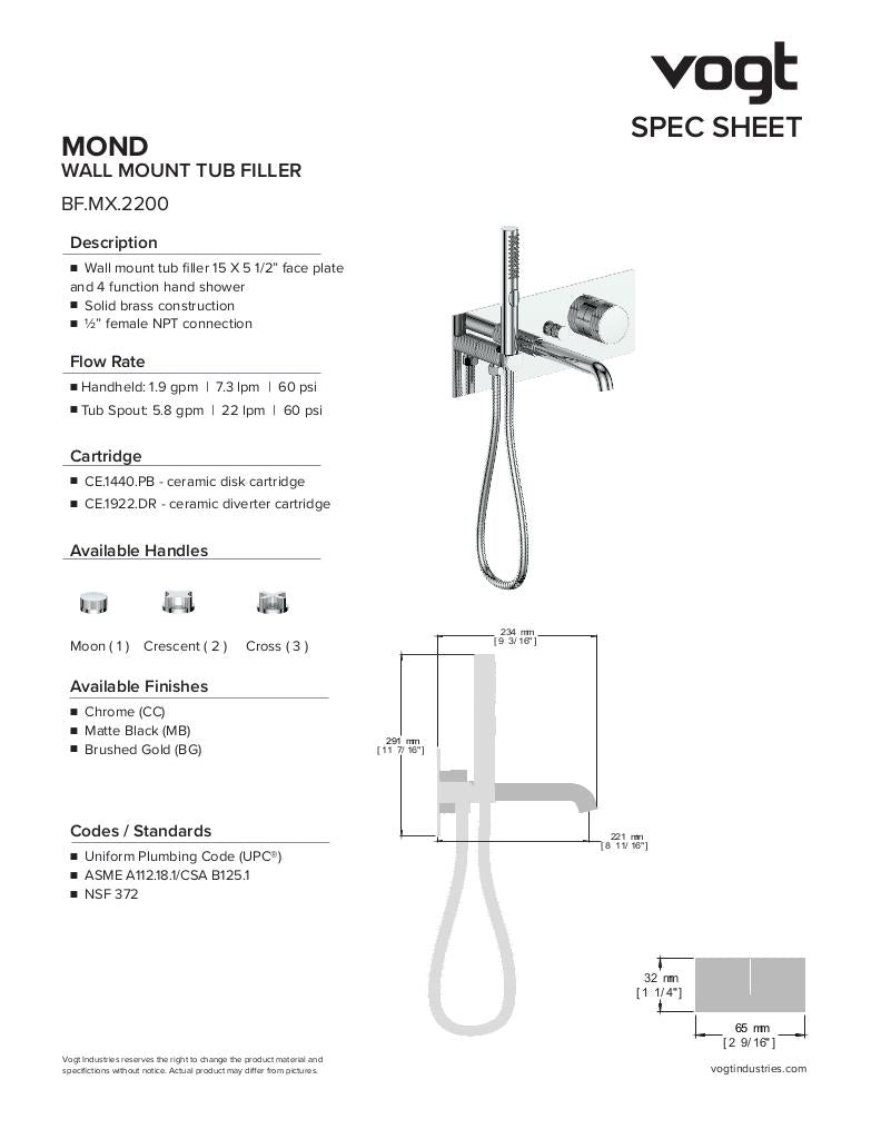 MOND WALL MOUNT TUB FILLER