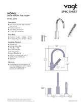 WORGL DECK MOUNT TUB FILLER
