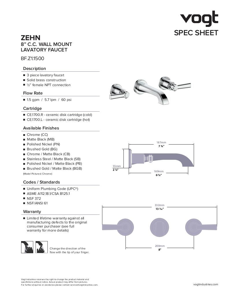 ZEHN WALL MOUNT LAVATORY FAUCET