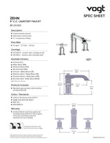 ZEHN 8" C.C. LAVATORY FAUCET WITH POP-UP DRAIN