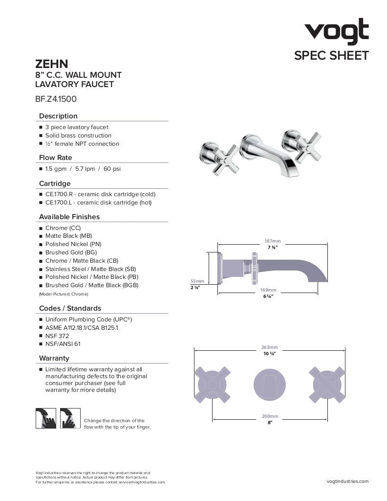 ZEHN WALL MOUNT LAVATORY FAUCET