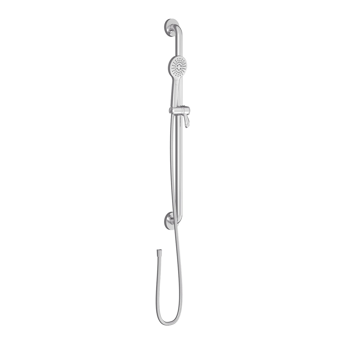 BASICO - 2-Jet Handshower, Adjustable Grab Bar and 60 inches Flexible Metal Hose Assembly Chrome
