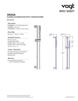 DRAVA SLIDING SHOWER BAR WITH HAND SHOWER