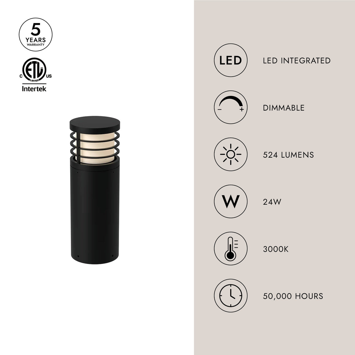 Kuzco Blaine 18-in Exterior Bollard