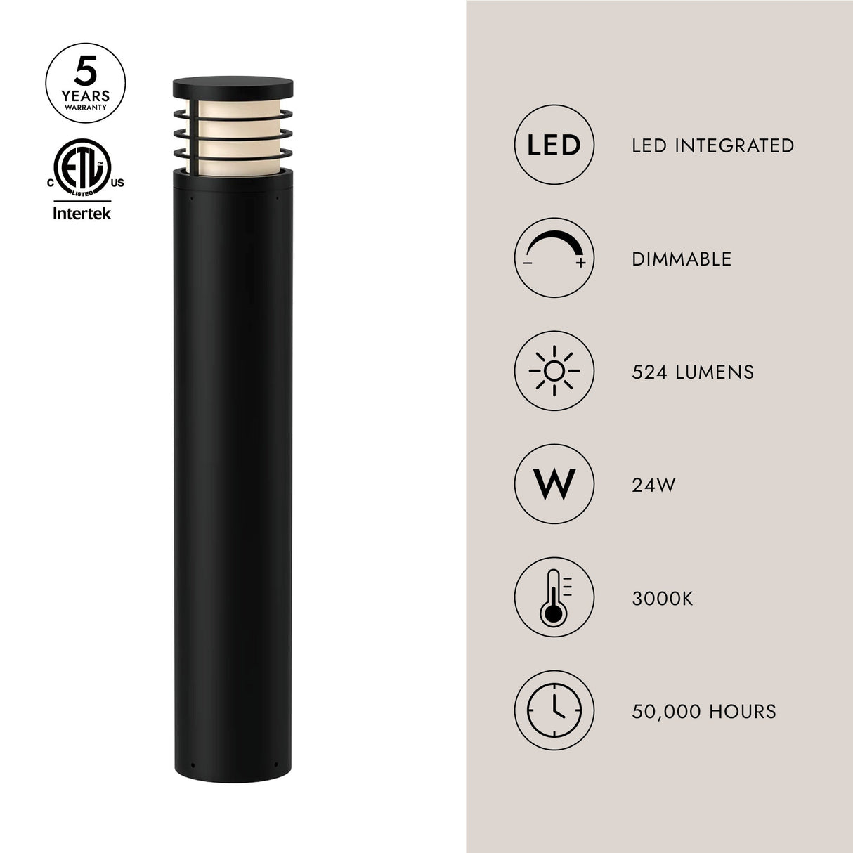 Kuzco Blaine 37-in Exterior Bollard