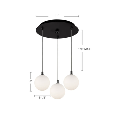 Kuzco Bolla 6-in 3 Head Multi Pendant