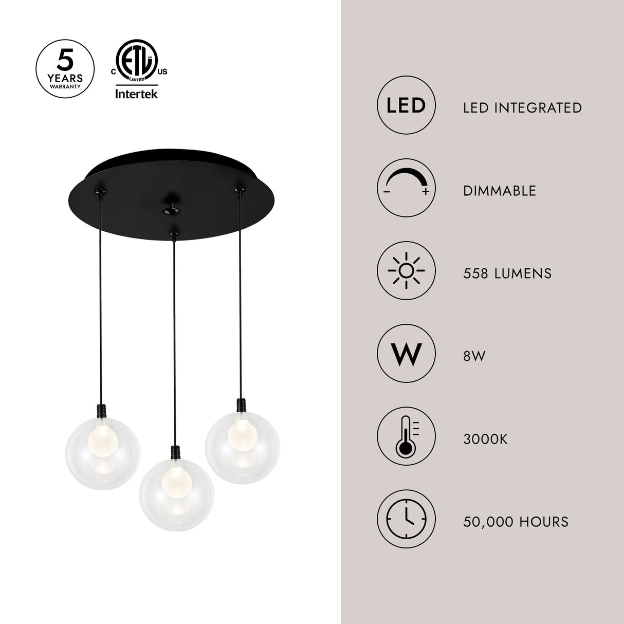 Kuzco Bolla 6-in 3 Head Multi Pendant