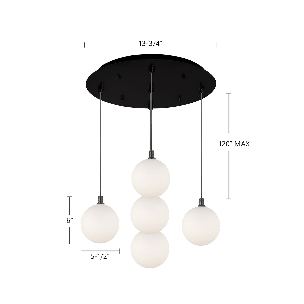 Kuzco Bolla 6-in 5 Head Multi Pendant