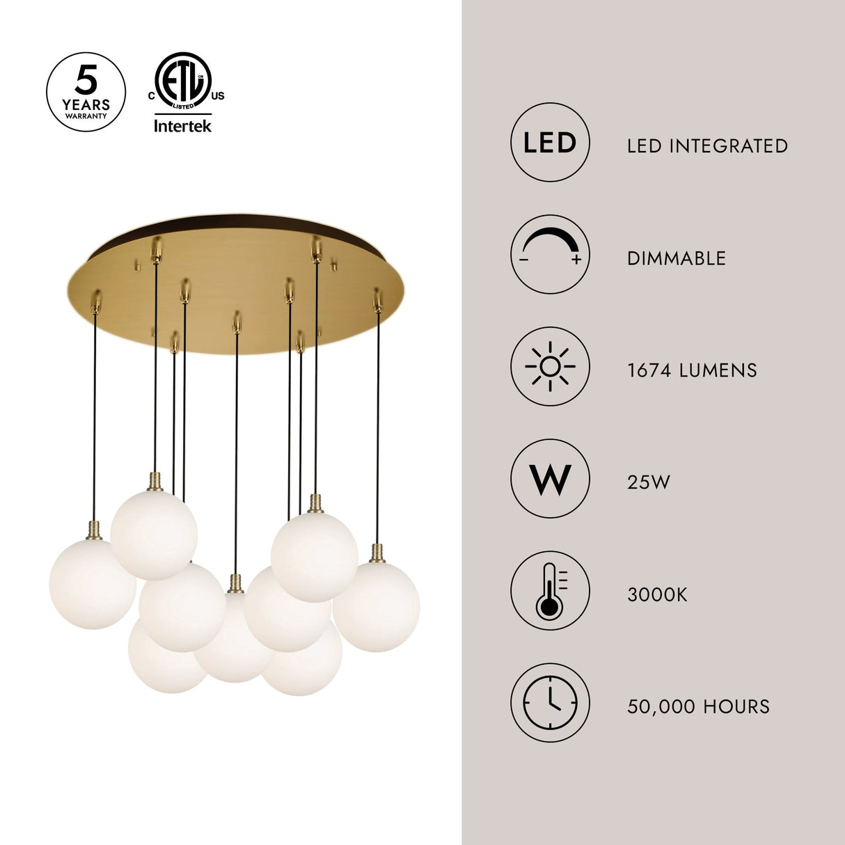 Kuzco Bolla 6-in 9 Head Multi Pendant