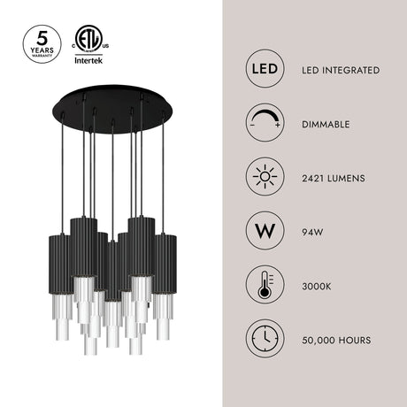 Alora Mood Bordeaux 4-in 9 Head Multi Pendant