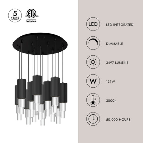Alora Mood Bordeaux 4-in 13 Head Multi Pendant