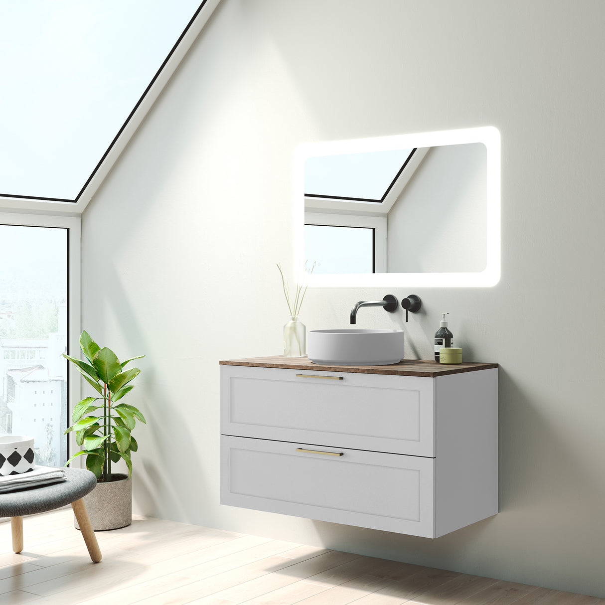 Rhythm 36″ Two Drawer Wall-Mounted Vanity