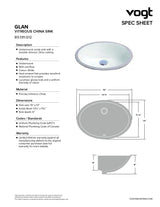 GLAN - VITREOUS CHINA UNDERMOUNT SINK