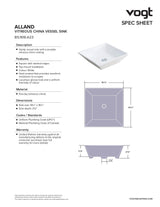 ALLAND VESSEL VITREOUS CHINA SINK