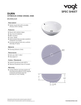 DURN VESSEL VITREOUS CHINA SINK