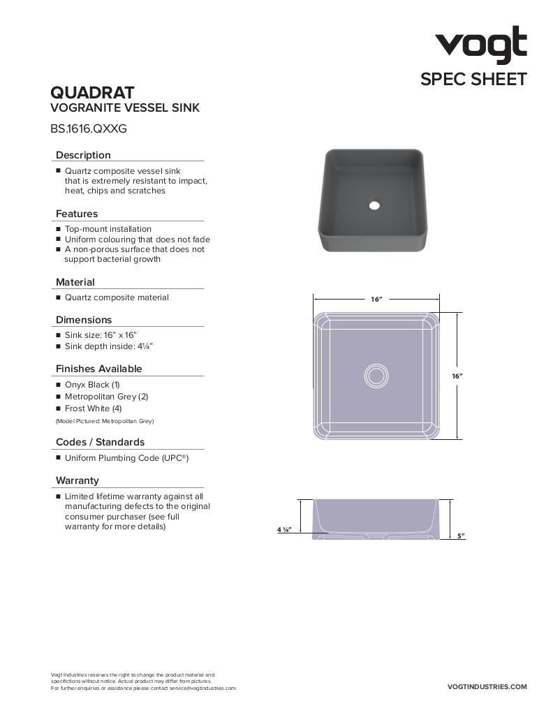 QUADRAT VOGRANITE VESSEL SINK
