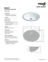 BRUCK - VITREOUS CHINA UNDERMOUNT SINK