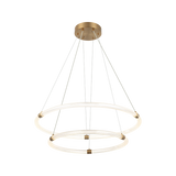 Matteo Inkara two-tier LED ring pendant in Aged Gold Brass, front view