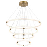 Matteo Inkara four-tier LED ring pendant in Aged Gold Brass, front view