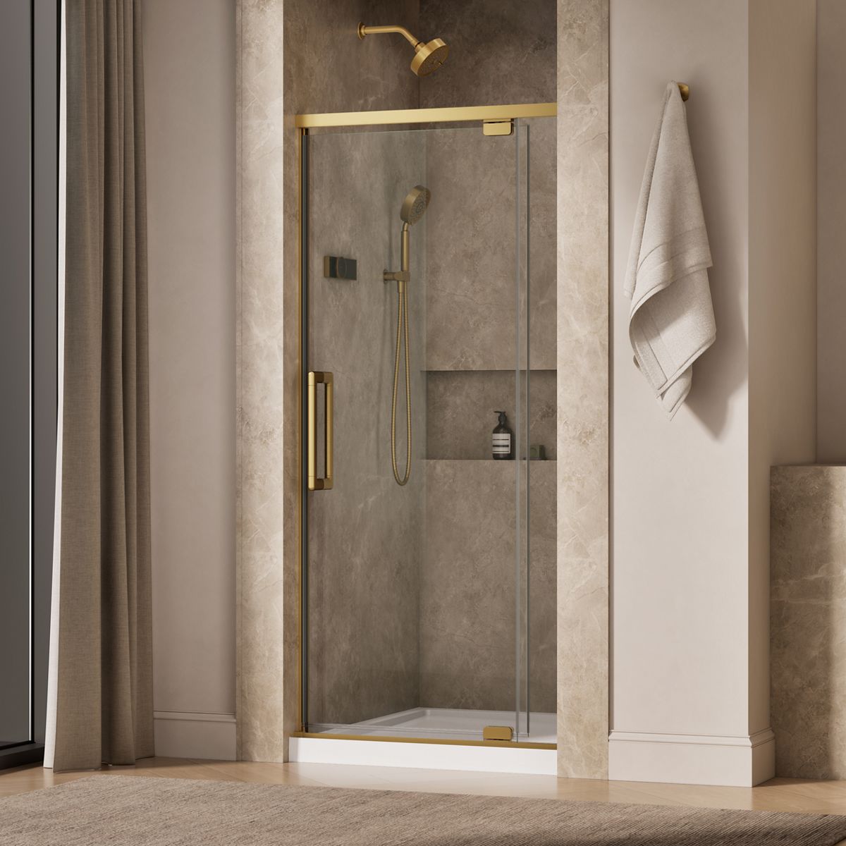 Statement™ 32"-36" W x 76" H pivot shower door with 5/16"-thick Crystal Clear glass