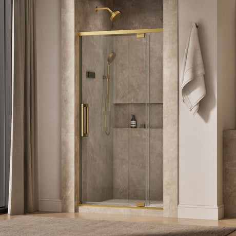 Statement™ 36"-42" W x 76" H pivot shower door with 5/16"-thick Crystal Clear glass