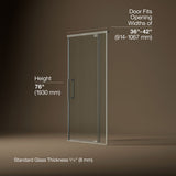 Statement™ 36"-42" W x 76" H pivot shower door with 5/16"-thick Crystal Clear glass
