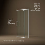 Statement™ 42"-48" W x 76" H pivot shower door with 5/16"-thick Crystal Clear glass