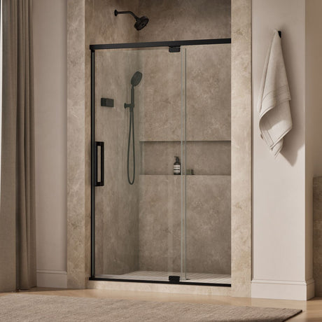 Statement™ 48"-54" W x 76" H pivot shower door with 5/16"-thick Crystal Clear glass