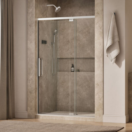 Statement™ 48"-54" W x 76" H pivot shower door with 5/16"-thick Crystal Clear glass