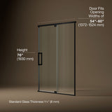 Statement™ 54"-60" W x 76" H pivot shower door with 5/16"-thick Crystal Clear glass