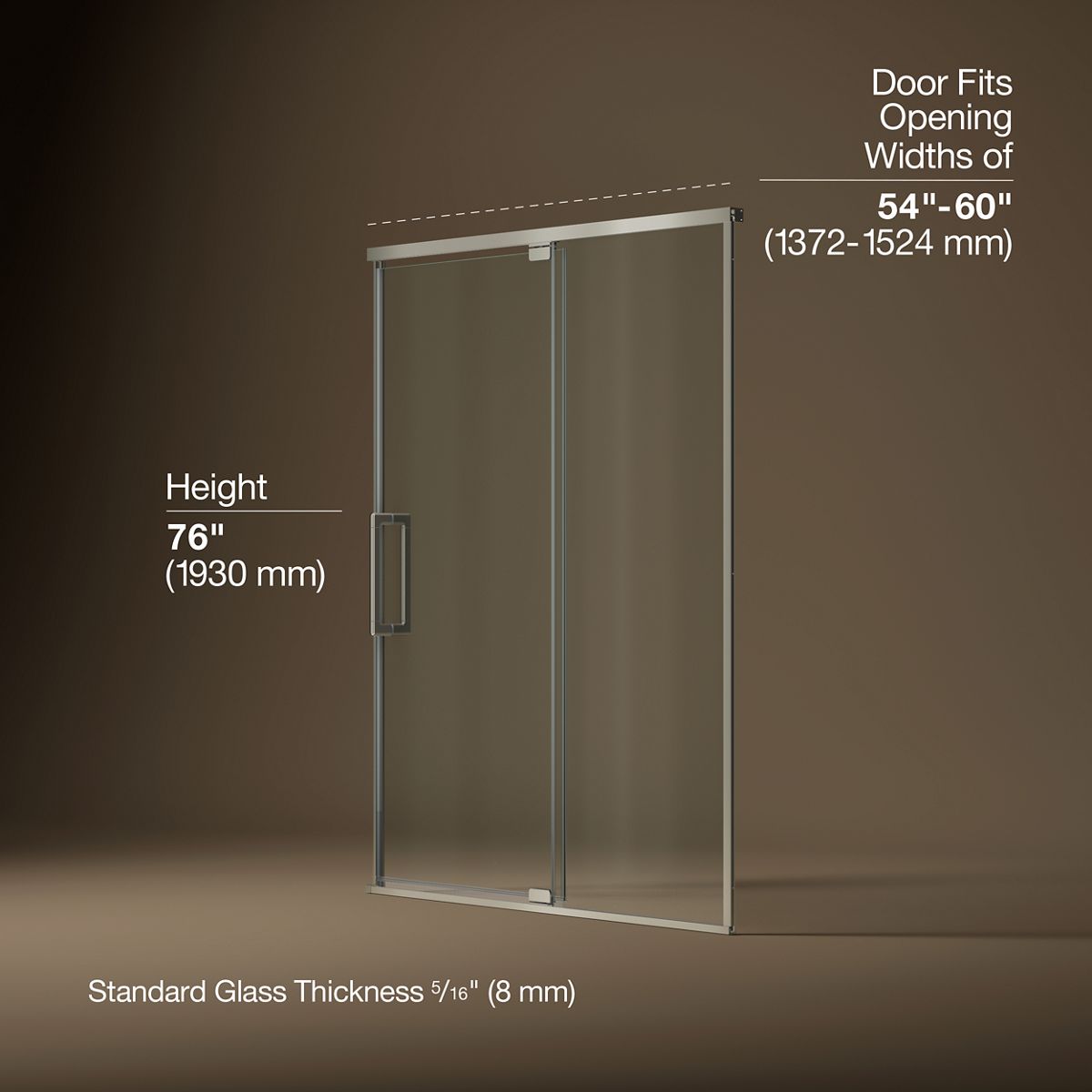 Statement™ 54"-60" W x 76" H pivot shower door with 5/16"-thick Crystal Clear glass
