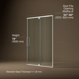 Statement™ 54"-60" W x 76" H pivot shower door with 5/16"-thick Crystal Clear glass