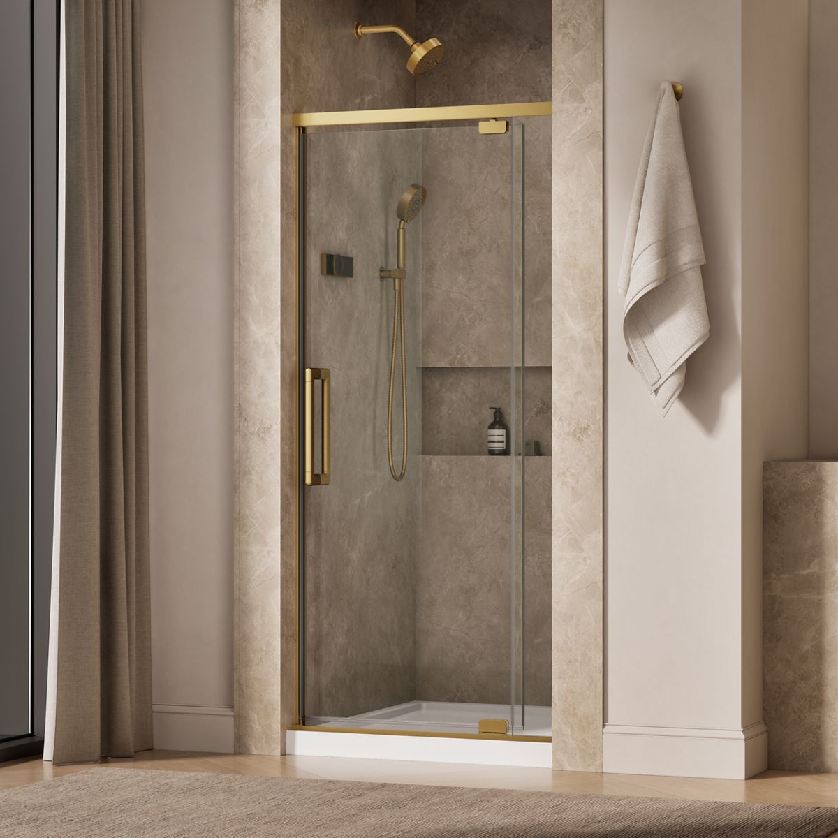 Statement™ 32"-36" W x 76" H pivot shower door with 5/16"-thick Crystal Clear glass