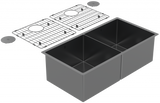Cayman - Black Pearl 34" 50/50 Double Sink - Undermount, 16 Gauge, R10 (Inc. Grids & Drain Covers)