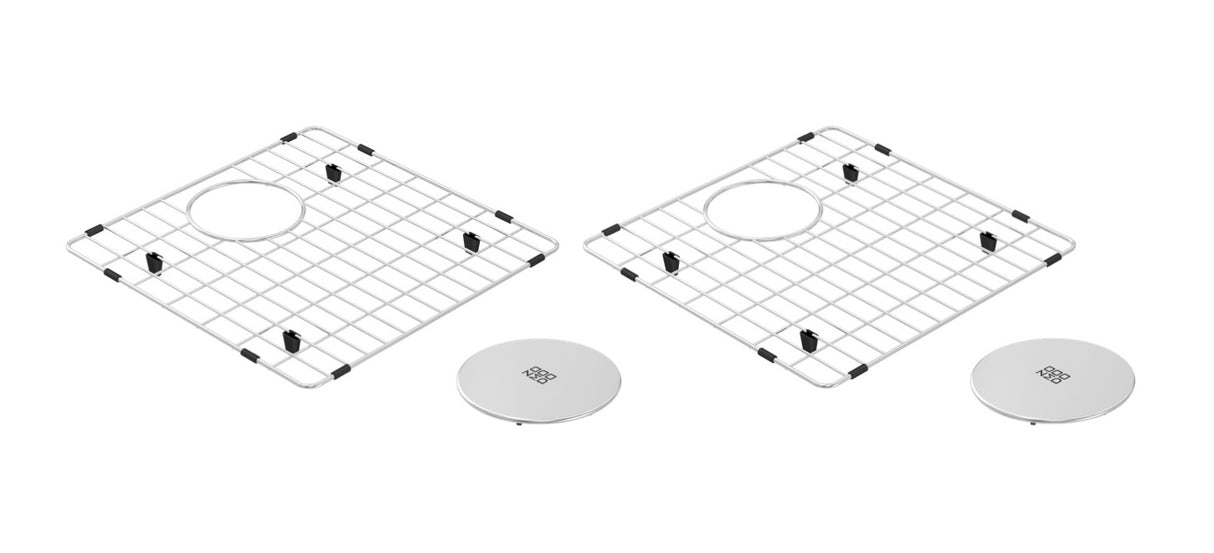 Cayman Kit 34" 50/50 Double Sink - Undermount, 16 Gauge, R10 (Inc. Grids & Drain Covers)