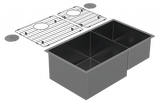 Cayman 31" 60/40 Double Sink - Undermount, 16 Gauge, R10 (Inc. Grids & Drain Covers)