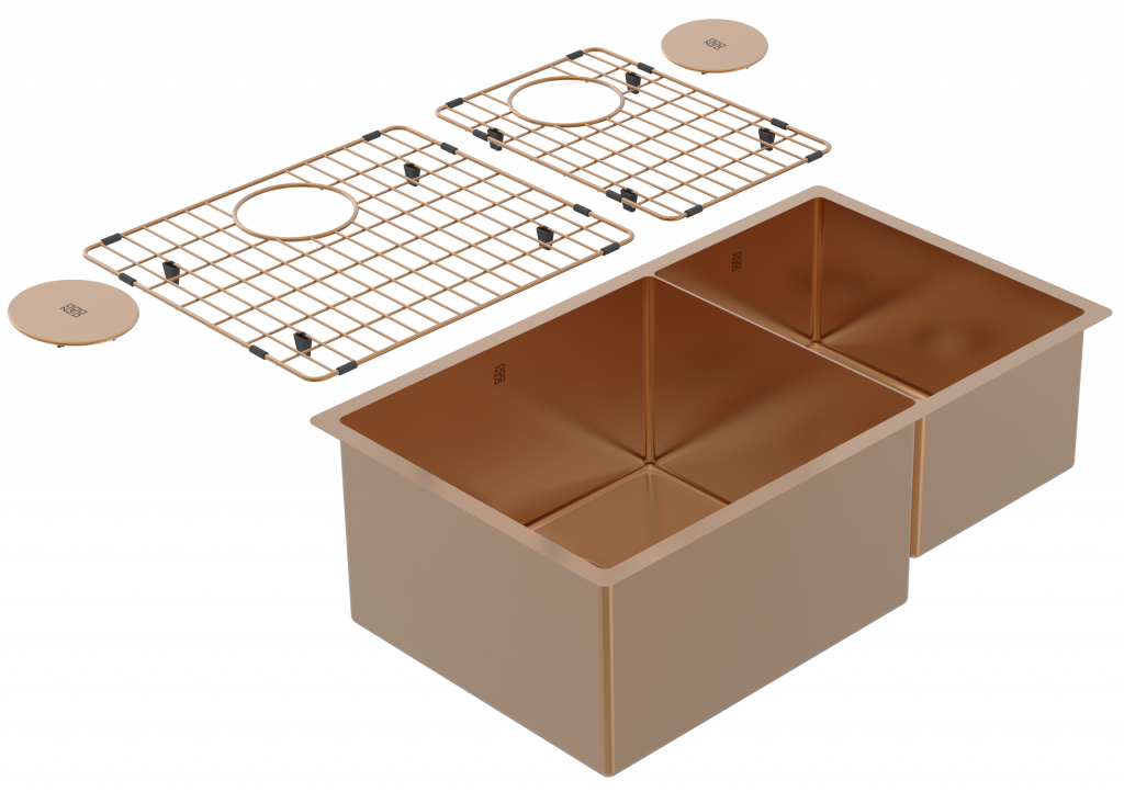 Cayman 31" 60/40 Double Sink - Undermount, 16 Gauge, R10 (Inc. Grids & Drain Covers)