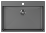 Cayman T - Black Pearl 29" Single Sink - Topmount Tap Ledge (Inc. Grid & Drain Cover)