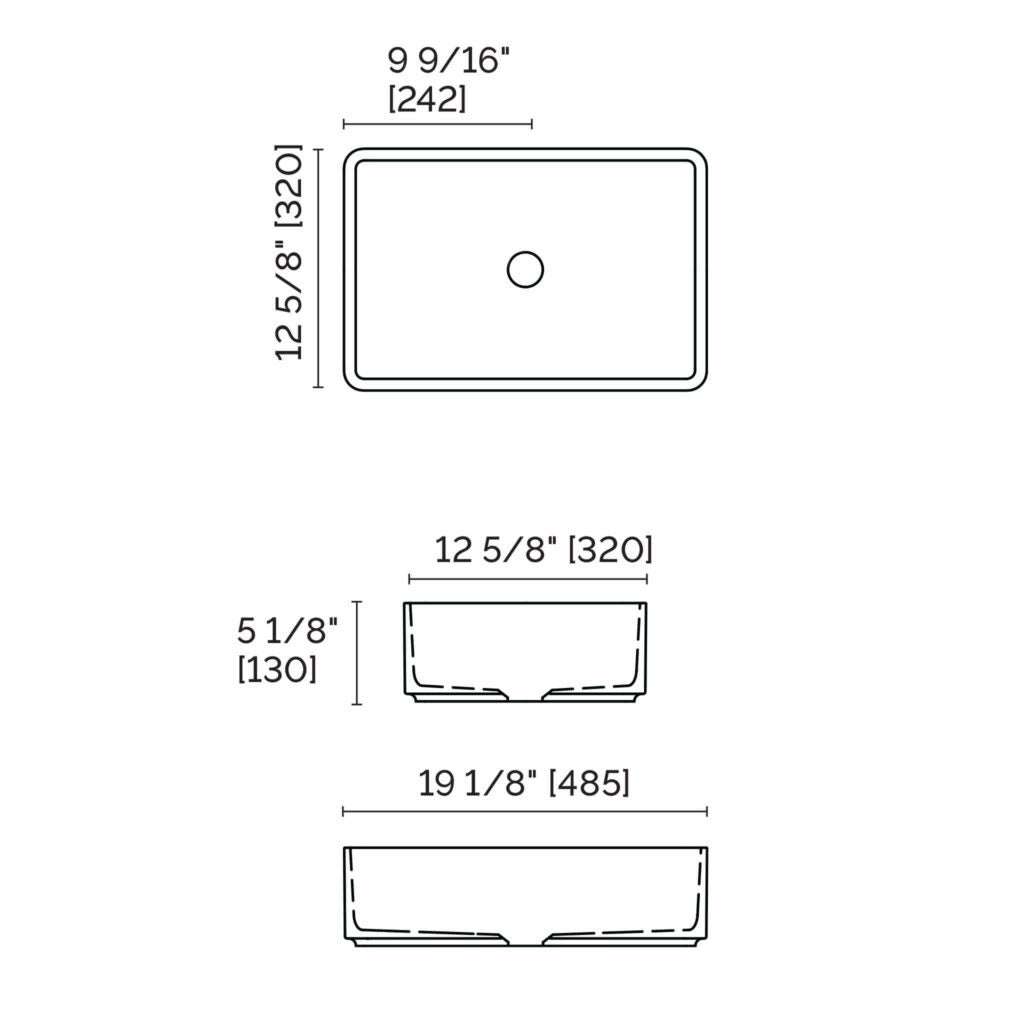 Castel Rectangular Countertop Basin
