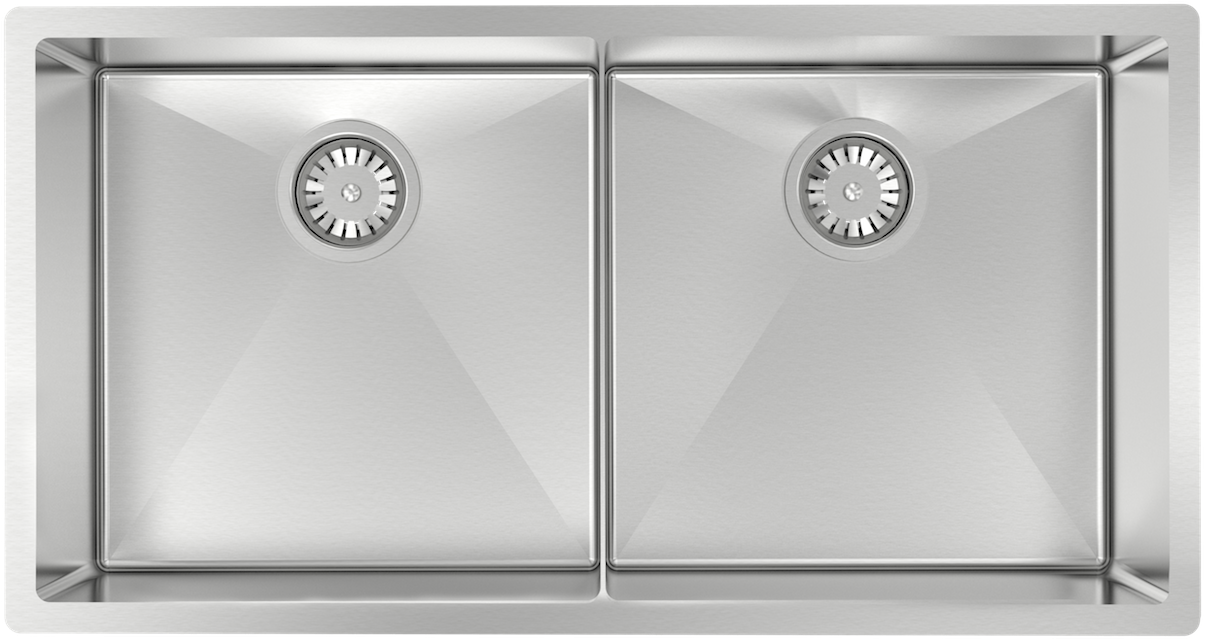 Cayman Kit 34" 50/50 Double Sink - Undermount, 16 Gauge, R10 (Inc. Grids & Drain Covers)