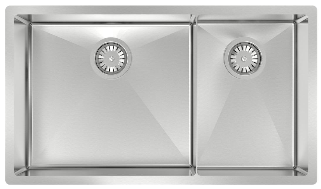 Cayman Kit 31" 60/40 Double Sink - Undermount, 16 Gauge, R10 (Inc. Grids & Drain Covers)
