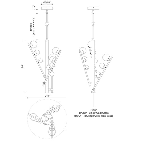 Kuzco Cypress 3 Head Chandelier