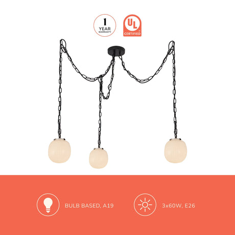 Alora Mood Cherise 7-in 3-Head Multi Pendant